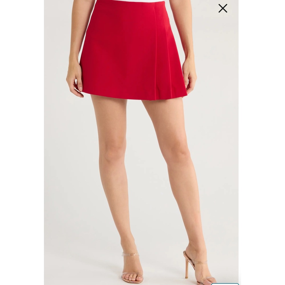 Alice and Olivia Mini Skirt Deep Ruby A-Line Zip Closure Size 8